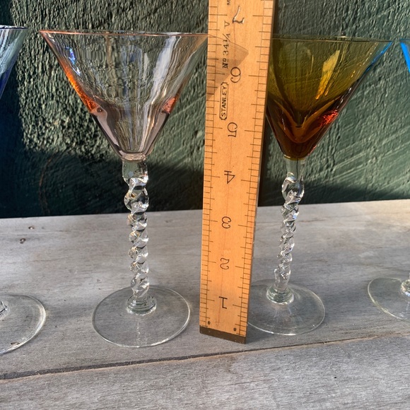 Vintage Handcrafted Colored Twisted Stem Cordials - Picture 11 of 13